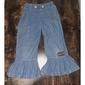 Matilda Jane Girl's Paint By Numbers Denim Ruffled Pants size 8